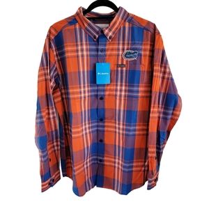 Men's Columbia Florida Gators CLG Rapid Rivers Plaid Button Down Shirt Size L